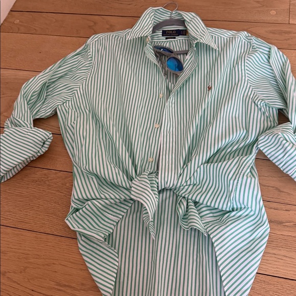 Ralph Lauren Green and White Striped Polo Shirt - Picture 8 of 8